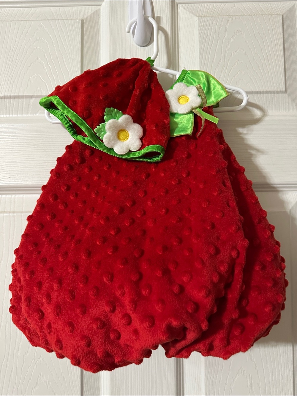 Red Strawberry costume with Flower Accent